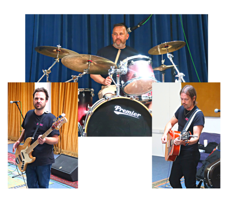 Rock & Pop - collection of images showing LM staff members playing Drum Kit, Bass Guitar & Acoustic Guitar Rock & Pop - collection of images showing LM staff members playing Drum Kit, Bass Guitar & Acoustic Guitar